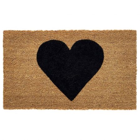 Natural/Black Heart Non-Slip Indoor Door Mat