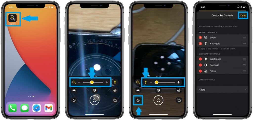 Magnifier on iPhone