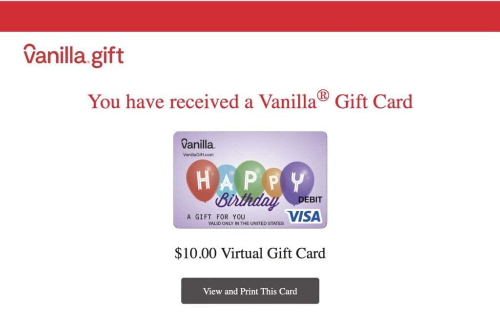 vanilla gift card activation